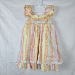 Isaac Mizrahi‎ Girls Neon Multi-Color Striped Sleeveless Tiered Boho Dress 5T